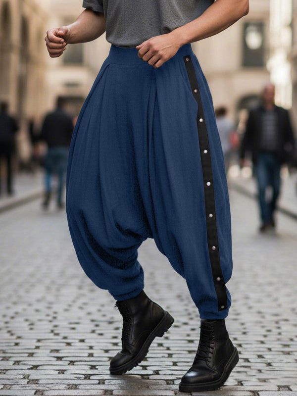 Men's Casual Contrast Edge Stud Button Pant SKUL48669