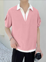 Men's Color Block V Neck Short Sleeve T-Shirt SKUL38892