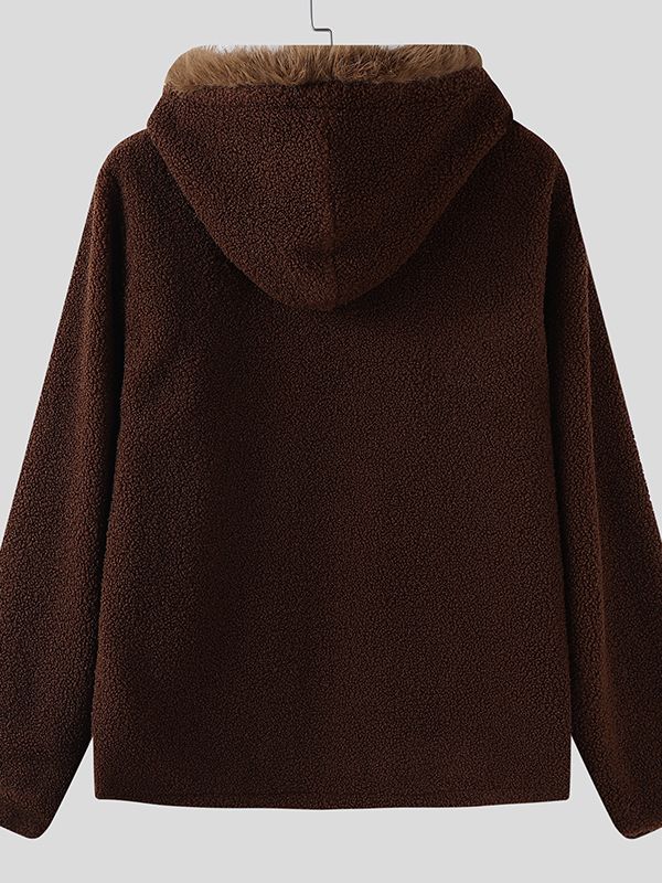 Men's Plush Hooded Long Sleeve Zip-Up Hoodie SKUL37705