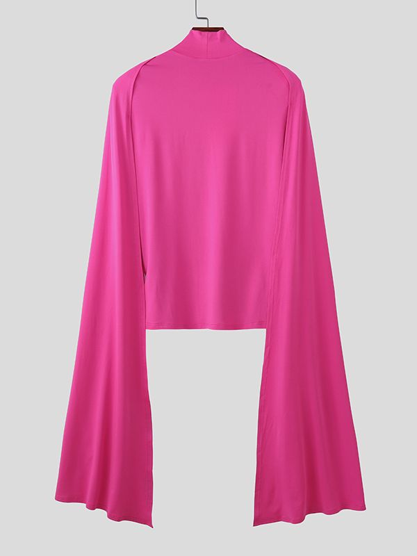 Men's Party Style Glossy Patchwork Long Sleeve T-shirt SKUL50136