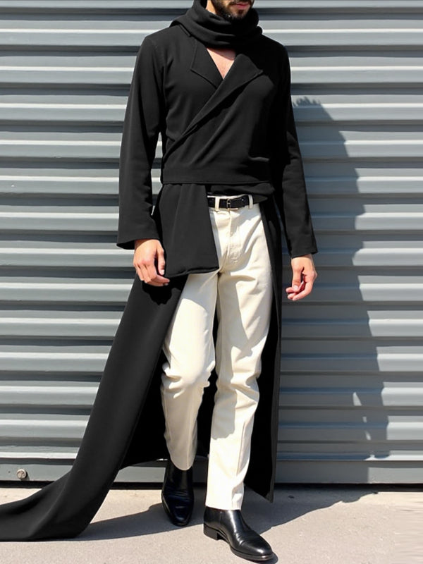 Men's Irregular Hem Scarf Long Sleeve Blazer SKUL34122