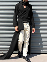 Men's Irregular Hem Scarf Long Sleeve Blazer SKUL34122