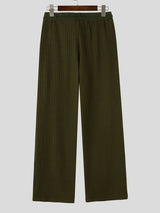 Men's Clean Fit Quiet Luxury Wide Ribbed Texture Drawstring Elastic Waist Lounge Pant SKUL82405