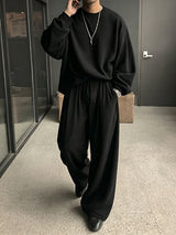 Men's Early Autumn Cozy Solid Color Loose Two Pieces Outfit SKUL80539