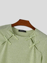 Men's New Chinese Style Frog Button Hollow Out Slim Fit T-shirt SKUL59492