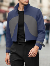 Men's Contrast Color Cropped Long Sleeve Jacket SKUL47891