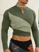 Men's Casual Contrast Long Sleeve T-shirt SKUL50997