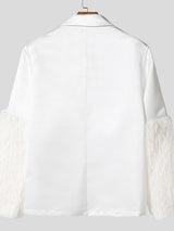 Men's Solid Color Plush Patchwork Long Sleeve Blazer SKUL46251