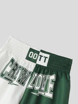 Men's American Streetwear Color-Block Letter Print Athletic Training Gym Short SKUL69395