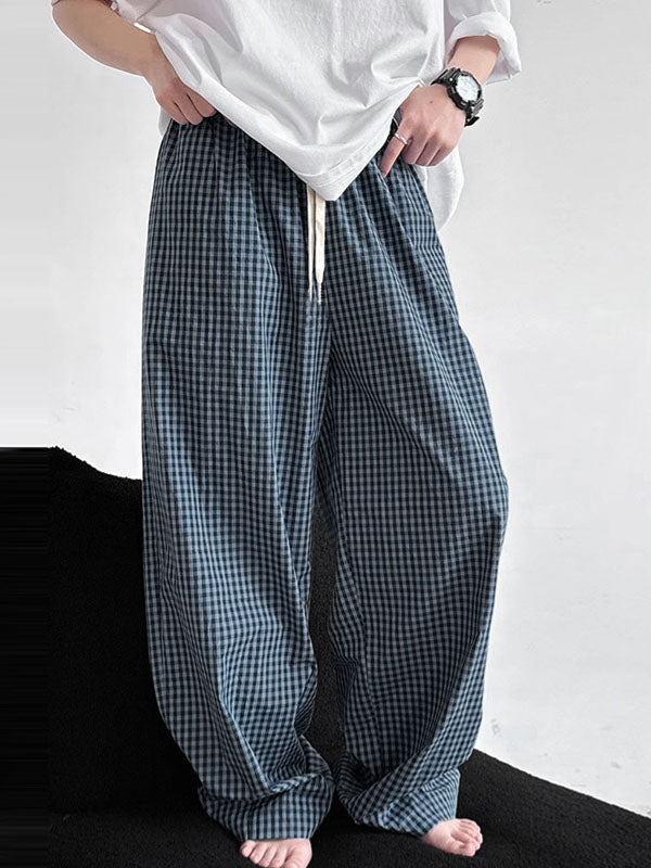 Mens Plaid Casual Loose Fit Pant SKUL17864