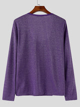 Mens Shiny Square Neck Long-Sleeve T-Shirt SKUL02090