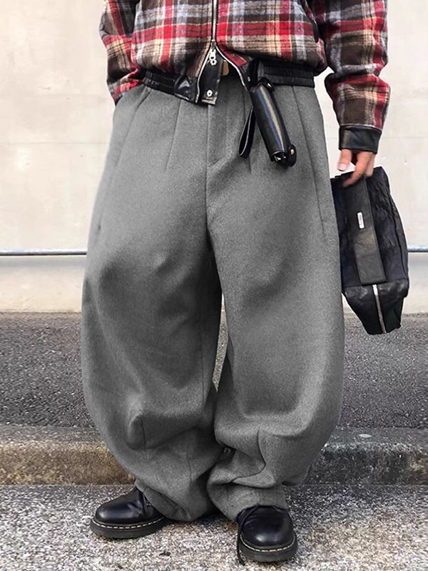 Men's Solid Color Loose Curved Pant SKUL51720