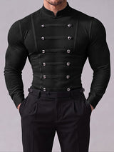 [Pre-order] Men's Avant-Garde Dandy Nightclub Party Semi-Sheer Knit Form-Fitting T-shirt SKUL88498