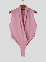 Men's Avant-Garde Draped Wrap-Front High-Cut Bodysuit SKUL62168