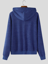 Men's Solid Color Textured Hooded Long Sleeve Sweater SKUL30571