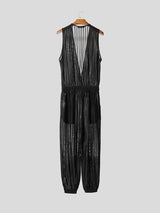 Men's Solid Sheer Casual Jumpsuit SKUL21184