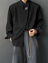 Men's Deconstructed Embroidered Tie Long Sleeve Shirt SKUL45405