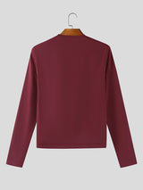 Men's Solid Color Side Cutout Long Sleeve T-shirt SKUL46515