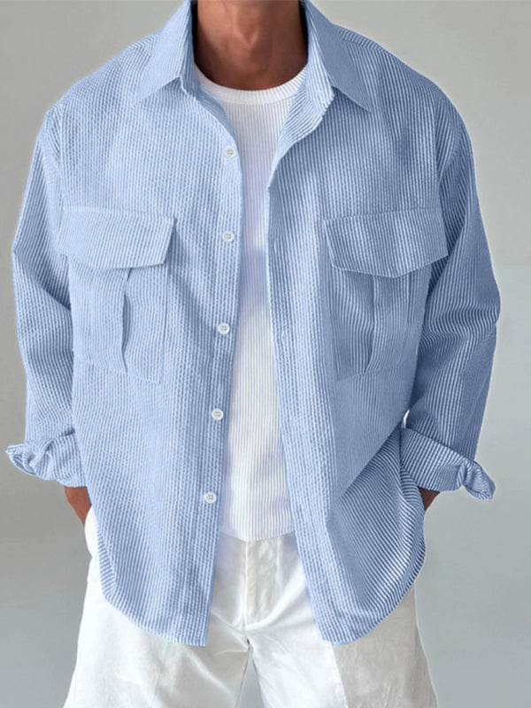 Men's Casual Loose Lapel Long Sleeve Shirt SKUL31691