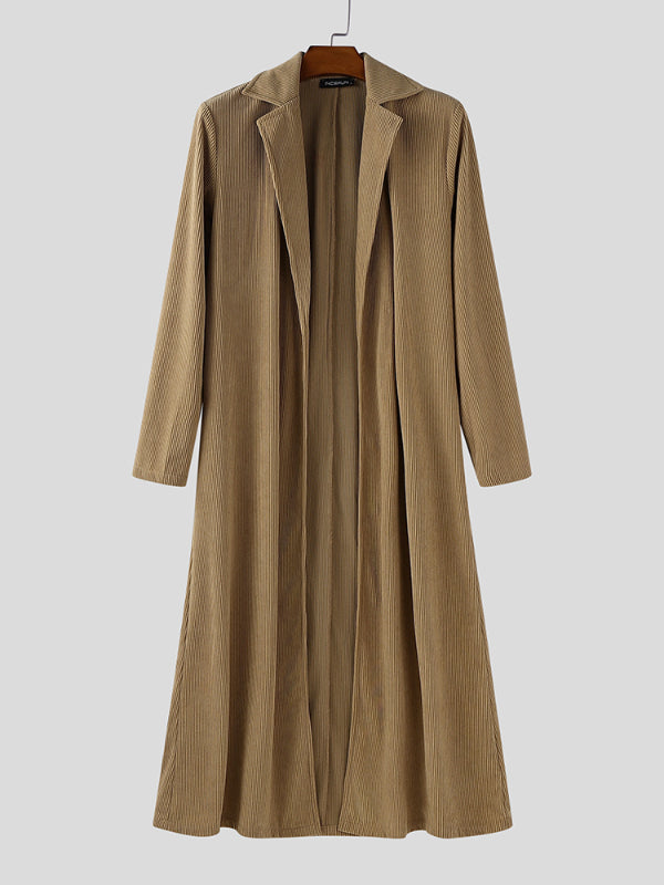 Men's Solid Color Textured Long Sleeve Cardigan SKUL25807