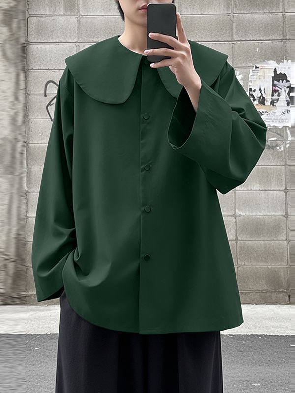 Men's Solid Color Lapel Long Sleeve Shirt SKUL45127