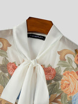 Mens Floral Print Semi-Sheer Long Sleeve Shirt SKUL10568