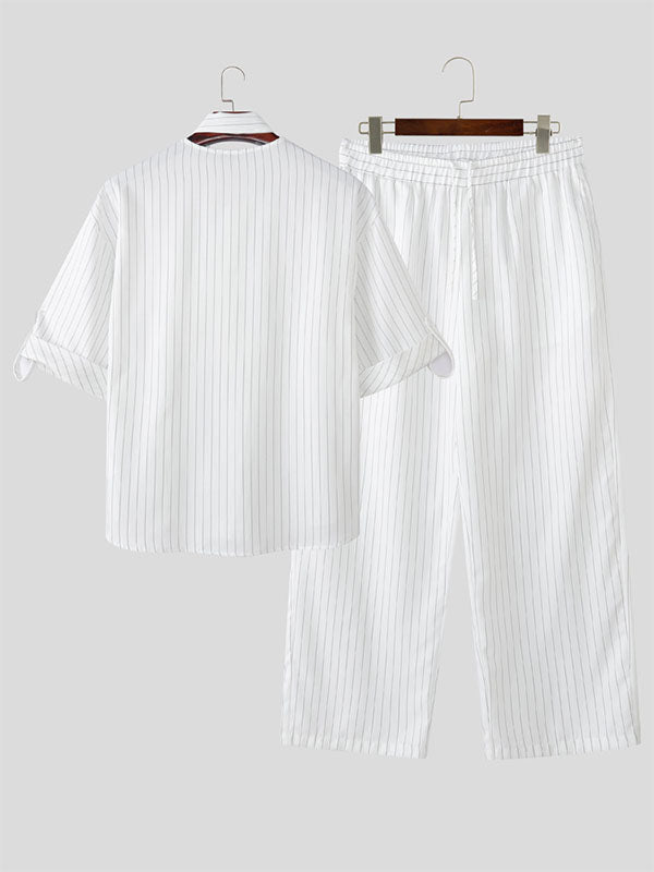 Mens Striped Casual Two Pieces Outfit SKUL20289