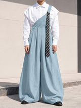Men's Avant-Garde Deconstructed Asymmetric One-Shoulder Suspender High-Waist Jumpsuit SKUL73642