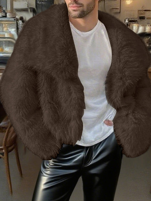 Men's Plush Large Collar Long Sleeve Jacket SKUL27329