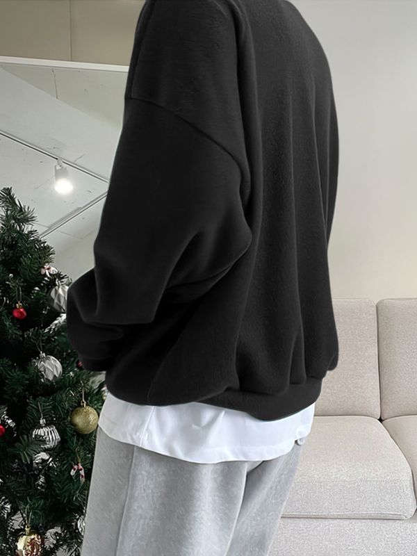 Men's Solid Color Turn Down Collar Long Sleeve Sweatshirt SKUL42389