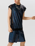 Mens Reflective Metallic Patchwork Two Pieces Outfits SKUK07288