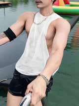 Men's Avant-Garde Sheer Mesh Sideless Extreme Drop Armhole Tank SKUL57085