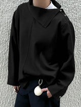 Men's Deconstructed Asymmetrical Collar Long Sleeve Shirt SKUL36676