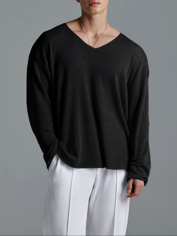 Men's Loose Lightweight Versatile Long Sleeve T-Shirt SKUL33030