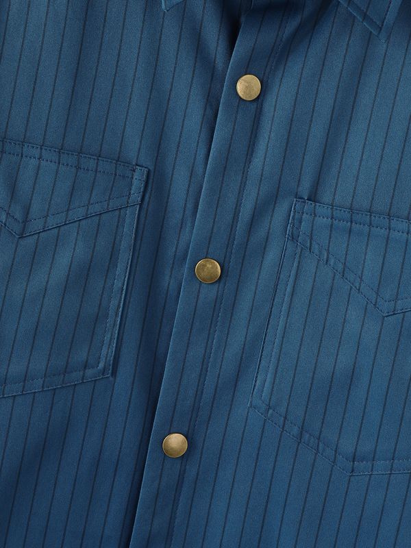 Men's Striped Colorblock Long Sleeve Shirt SKUL31844