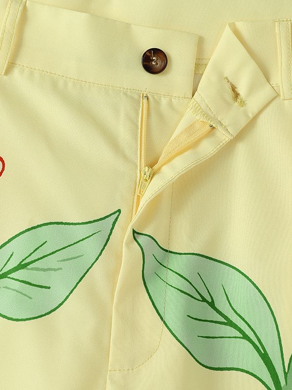 Men's Floral Print Cropped Two Pieces Outfit SKUL36337