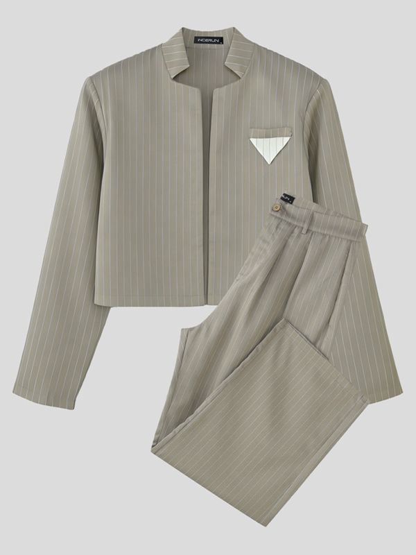 Men's Stripe High Waist Two Pieces Outfit SKUL46102