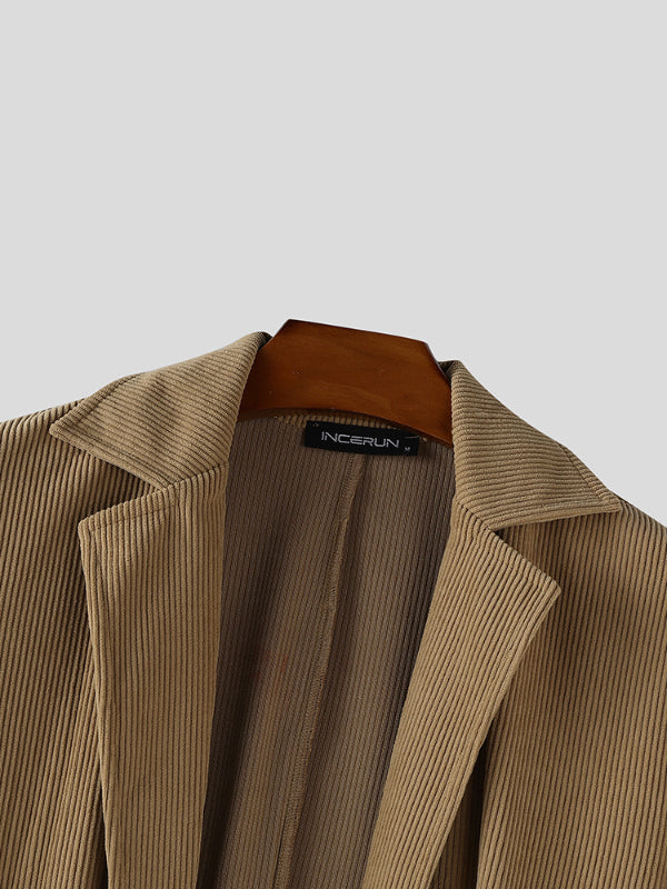 Men's Solid Color Textured Long Sleeve Cardigan SKUL25807