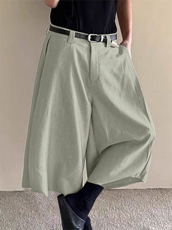Mens Solid Color Loose Wide-Leg Casual Pant SKUL17898