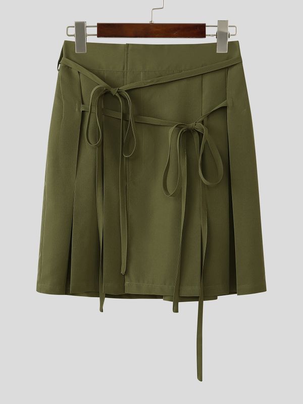 Men's Multi-Strap Cargo Aesthetic Pleated Wrap Skirt SKUL60271