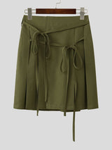 Men's Multi-Strap Cargo Aesthetic Pleated Wrap Skirt SKUL60271