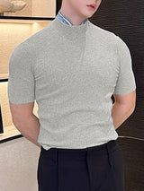 Men's Solid Color Textured Short Sleeve T-Shirt SKUL31926