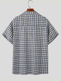 Mens Plaid Revere Collar Short Sleeve Shirt SKUK08633