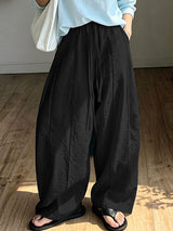 Men's Harajuku Vintage Crinkled Texture Detail Elastic Waist Baggy Pant SKUL71341