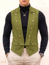 Men's Avant-Garde Victorian Double-Breasted Open-Front Tailored Waistcoat SKUL79522