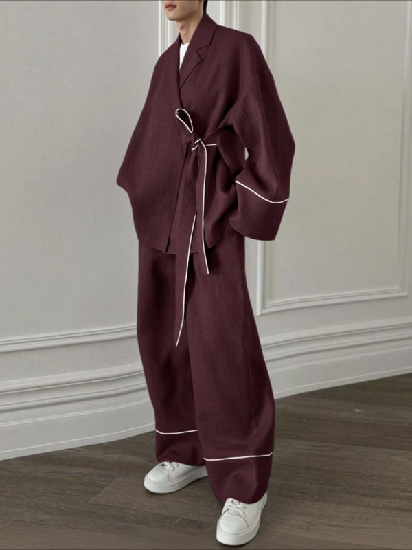 Men's Tie Patchwork Casual Two Pieces Outfit SKUL34019