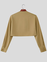 Men's Solid Layered Cropped Long Sleeve Cardigan SKUL24222