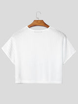 Men's Clubwear Sheer Chevron Mesh Ultra-Cropped T-shirt SKUL68393