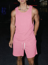 Men's Solid Color Faux Plush Two Pieces Outfit SKUL55365