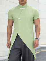 Men's Deconstructed Asymmetric Placket Sleeveless Shirt SKUL58603